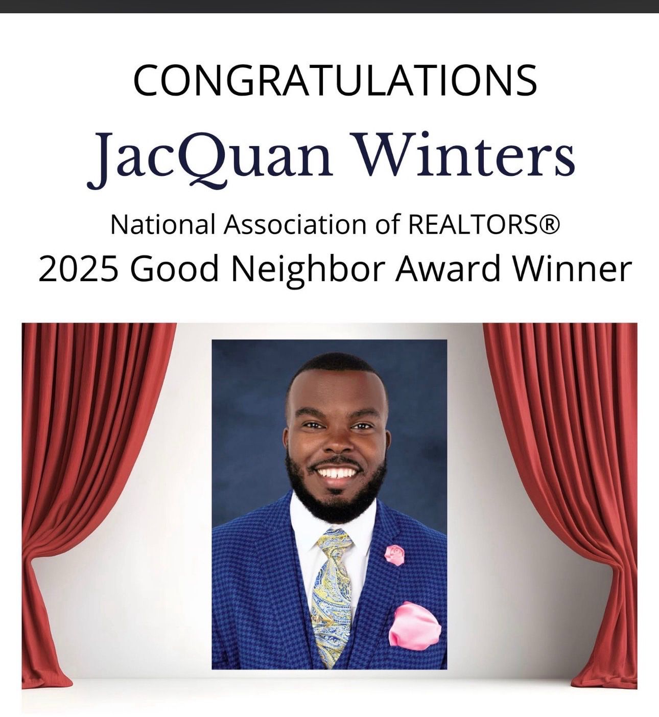 JacQuan Winters - National Association of REALTORS® 2025 Good Neighbor Award Winner